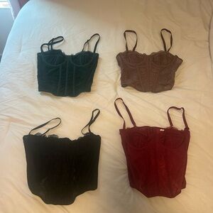 Amazon Women's Lace Bustier Tops - Black, light purple, Red, Green